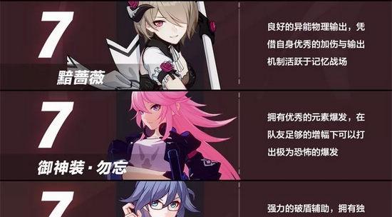 《崩坏3》女武神强度排行榜（49版本女武神强度排行榜）