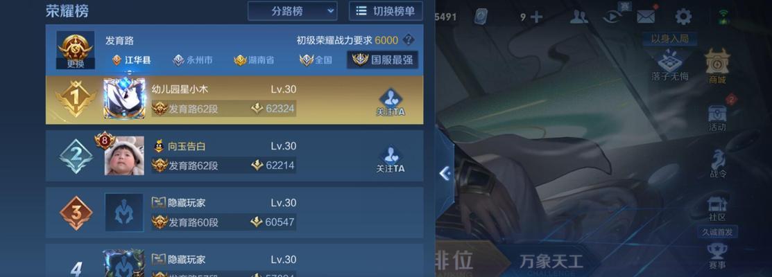 王者荣耀中如何查看玩家等级？